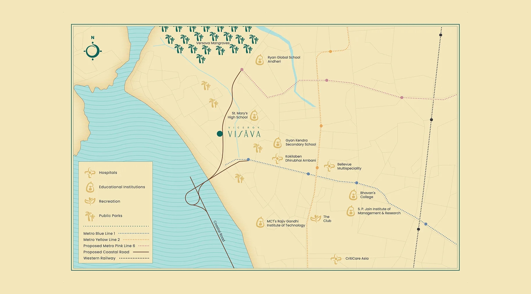 Connectivity map showing distance to Mumbai airport from Viceroy Visava Versova